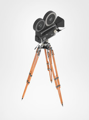 vintage retro movie camera tripod mount isolated on white high quality rendering
