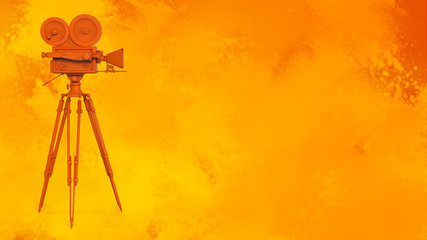 color vintage retro movie camera on tripod mount isolated high quality rendering presentation background template