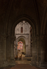 interior of a side entrance of a cathedral at troyes france