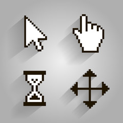Cursor set pixel arrow hand