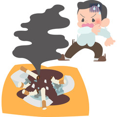 煙に気付くおじさん