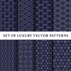 Navy asian abstract luxury vector patterns pack