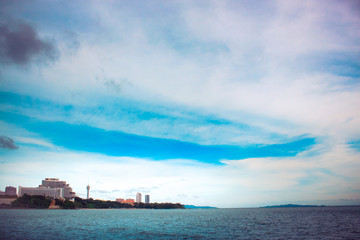 The mountains and sea scenery with blue sky. thailand