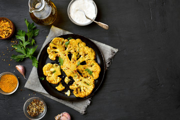 Cauliflower steak, top view
