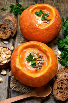 Vegetarian vegetable pumpkin soup