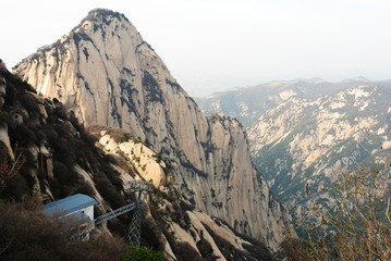 Fototapeta premium Cableway on the top of Huashan mountain, China