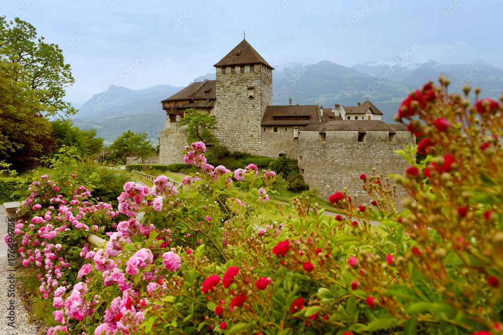 Sticker gutenberg castle in vaduz, liechtenstein. this castle is the palace and official residence of the pr