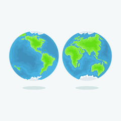Planet earth vector icon. Flat vector cartoon illustration. Objects isolated on white background.