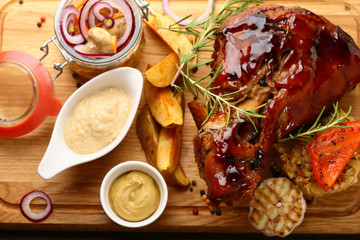 Meat with sauce and garnish
