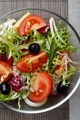 tomato salad on glass plate