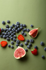 Green background with fruits
