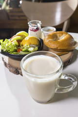 Yogurt vegetable and bread