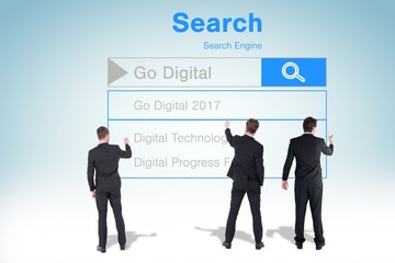 Composite image of business team writing against white