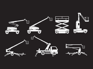 Lifting machine icons set. Vector. Illustration