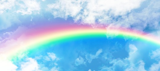 Composite image of graphic image of vibrant color rainbow
