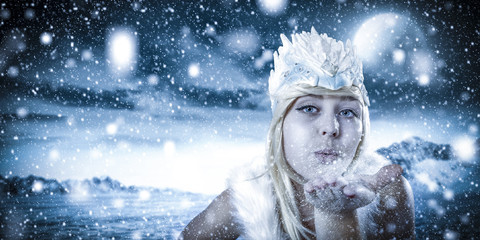 ice queen and winter ladnscape 