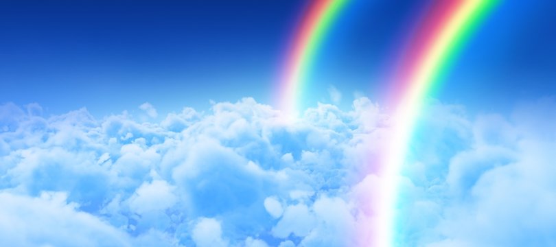 Composite image of digital image of rainbow