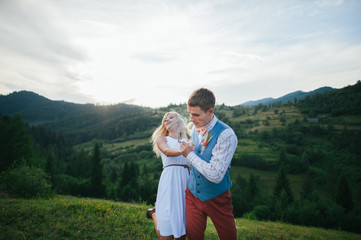 happy couple outdoors