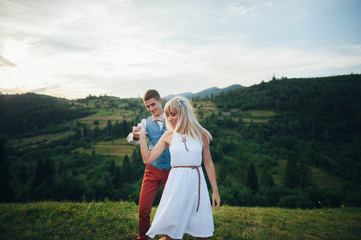 happy couple outdoors