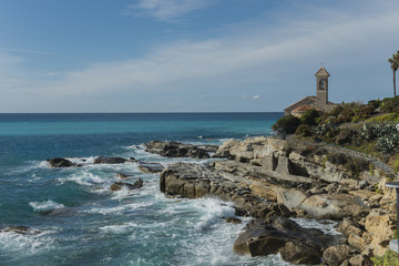 Fototapeta na wymiar Italy,Liguria,cliff at seaside.