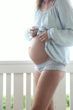 nordic woman with beautiful pregnant stomac
