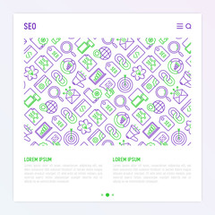 SEO and development concept with thin line icons. Vector illustration for banner, web page, print media with place for text.