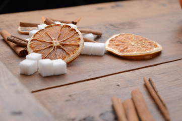 Dried orange with cinnamon