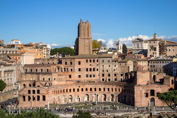 Fototapeta na wymiar Trajan's Market and Torre delle Milizie in Rome, Italy