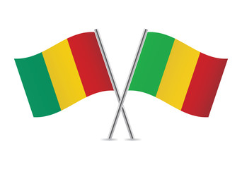 Guinea and Mali flags.Vector illustration.