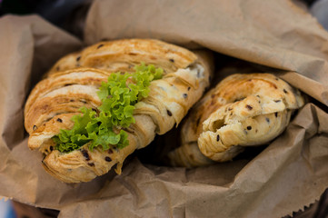 Croissant with greens
