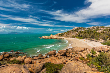 Horseshoe Bay at Bowen - iconic beach with granite climbing rocks, Australia