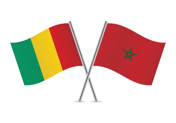 Guinea and Morocco flags.Vector illustration.