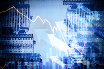 Composite image of stocks and shares