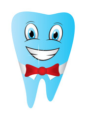 Smiling tooth funny mascot character vector illustration