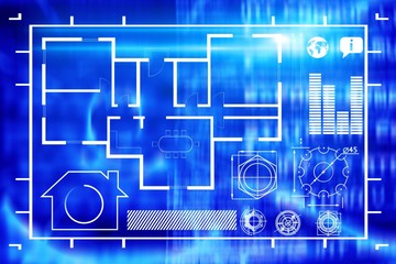 Composite image of composite image of house blueprint