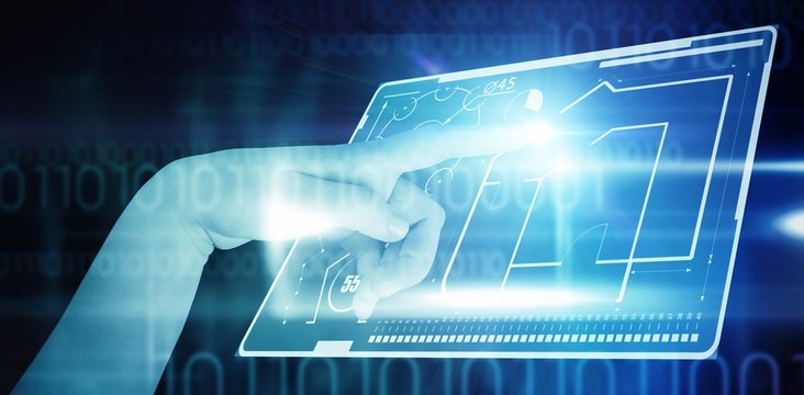 Composite image of close-up of cropped hand pointing - Powered by Adobe