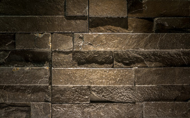 Modern brick wall - Pattern of black slate wall texture and background