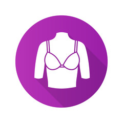 Female breast flat design long shadow glyph icon