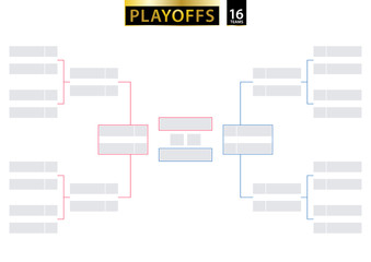 16 Team Single Elimination Bracket. Tournament Bracket for playoffs on white background.