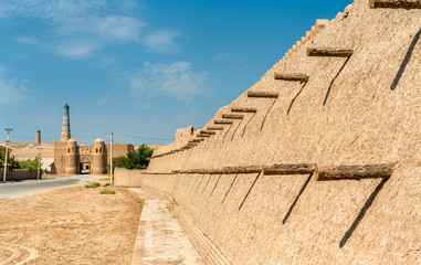Fototapeta na wymiar City walls of the ancient city of Ichan Kala in Khiva, Uzbekistan