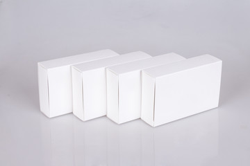 Empty four Package white cardboard box mock up
