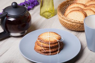 Sesame cookie. Homemade baking. Close-up. Selective focus.