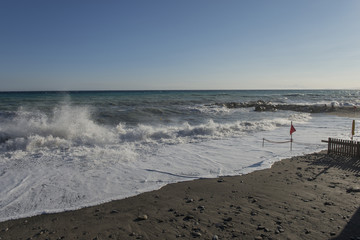 Italy, Liguria:waves in windy days.