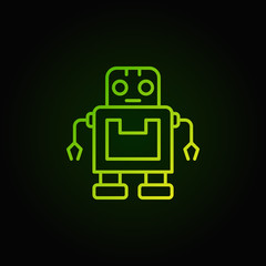 Vector cute green robot icon in thin line style