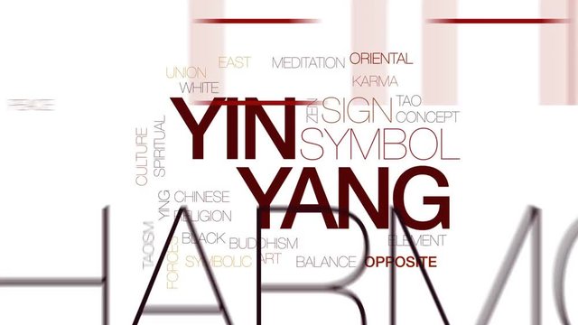 Yin yang animated word cloud, text design animation. Kinetic typography.