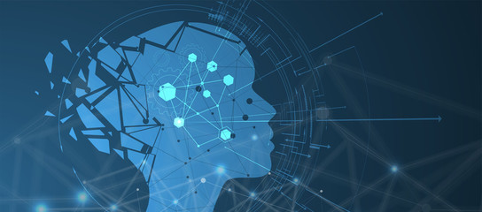 Artificial intelligence. Technology web background. Virtual concept