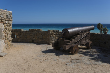 Fototapeta na wymiar iTALY,Liguria, Bordighera: Old cannon for coast defence.