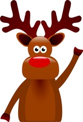 Christmas reindeer cartoon with big red nose on a white background. Vector Illustation