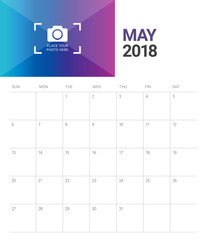 May 2018 calendar planner vector illustration