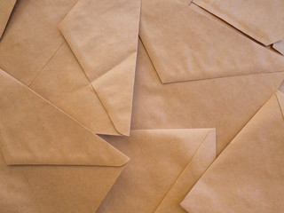 envelopes Kraft lie down as a backdrop, a background, copy space